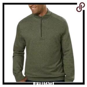 English Laundry Men's Long Sleeve Zip Up Top, Color: Olive Size: Medium